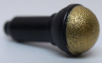Lego Black Minifig Utensil Microphone with Metallic Gold Top Half Screen Pattern