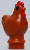 Lego Chicken Wide Base with Molded Red Comb and Wattle and Printed Black Eyes