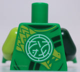 Lego Green Torso Tunic White Scarf Dark Green Trim Lime Dragon Scales Core Logo