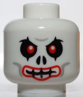 Lego White Minifig Evil Skull Head Red Eyes Red Lips