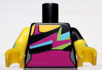Lego Black Torso Bare Shoulder Top Spiky Colors over Magenta Leotard Pattern