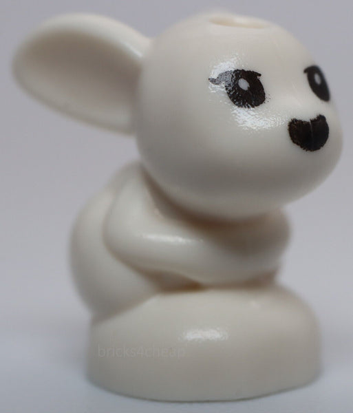 Lego White Bunny Rabbit Friends Baby Sitting with Black Eyes and Nose Pattern