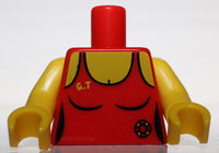 Lego Red Torso Female Swimsuit Lifeguard Ring and Yellow 'G.T' Pattern
