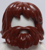 Lego Reddish Brown Minifig Hair Shaggy with Beard and Mouth Hole