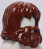 Lego Reddish Brown Minifig Hair Shaggy with Beard and Mouth Hole