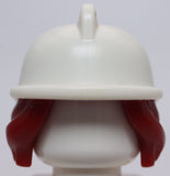 Lego Minifig Hair Combo with Side Bangs and Bun with Molded White Helmet