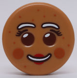 Lego Medium Nougat Gingerbread Woman Head Cookie Bright Pink Frosting
