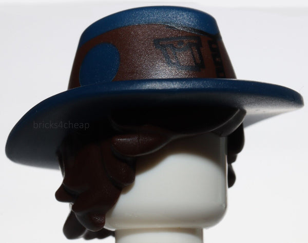 Lego Dark Brown Minifig Hair Combo with Hat Tousled Hair Dark Blue Hat