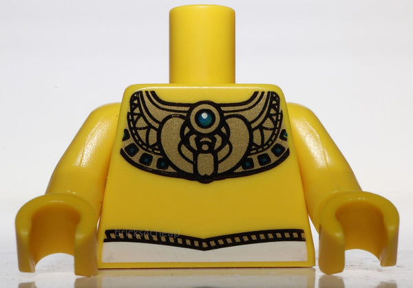 Lego Yellow Minifig Torso Ancient Egyptian Golden Necklace White Belt Pattern