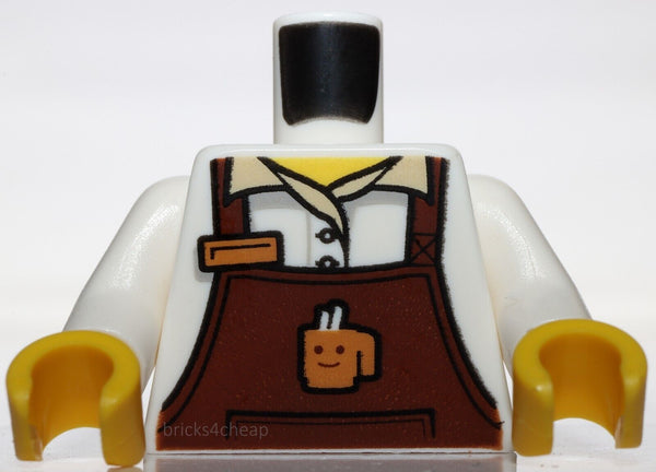 Lego Torso Reddish Brown Apron with Coffee Cup and Name Tag