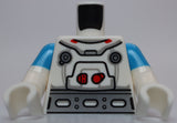 Lego Torso Space Suit Red Trim Wide Silver Belt White Arms Dark Azure Sleeves