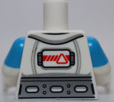 Lego Torso Space Suit Red Trim Wide Silver Belt White Arms Dark Azure Sleeves