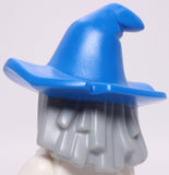 Lego Castle Blue Wizard Minifig Hat Light Bluish Gray Hair