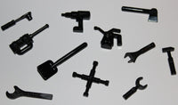 Lego Black Minifig Tool Utensil Shovel Drill Axe Socket Wrench Mallet Oil Can