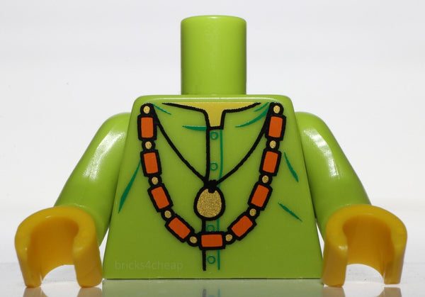 Lego Lime Minifig Torso Shirt Gold Pendant and Bead Necklace Pattern