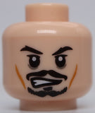 Lego Minifig Head Dual Sided PotC Jack Black Moustache Dual Sided Skull
