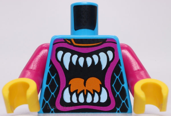 Lego Torso Race Suit Angry Open Mouth White Teeth Orange Tongue Pattern