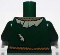 Lego Dark Green Torso Medium Nougat Rope Collar Belt Tan Ruffle Straw