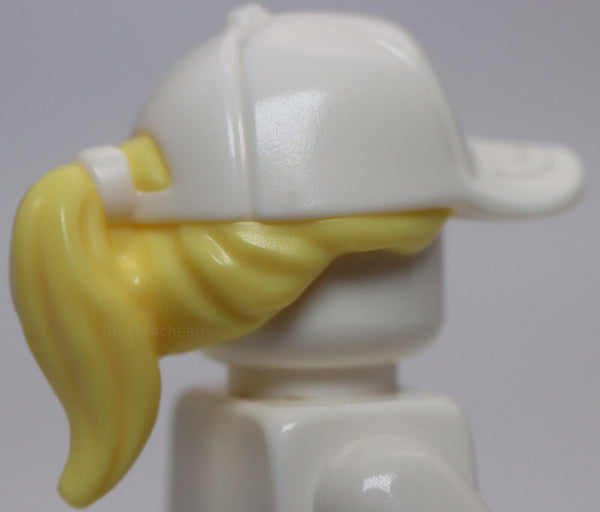 Lego White Baseball Cap with Bright Light Yellow Hair Ponytail