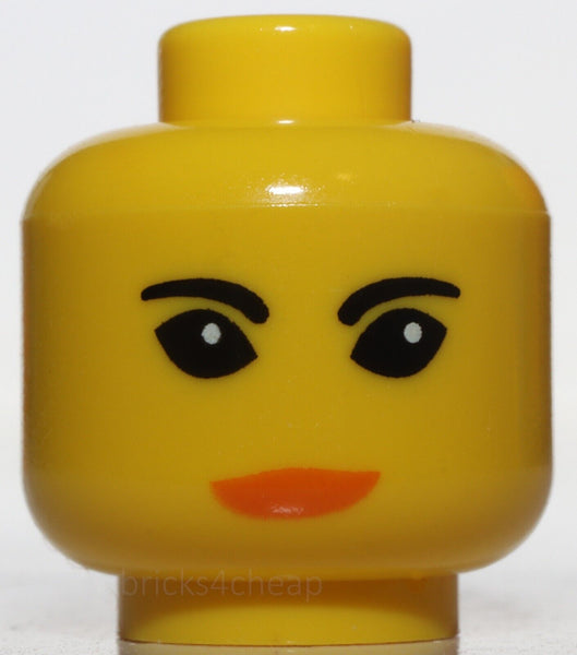 Lego Yellow Minifig Head Female Red Lips with Orient Jing Lee Pattern