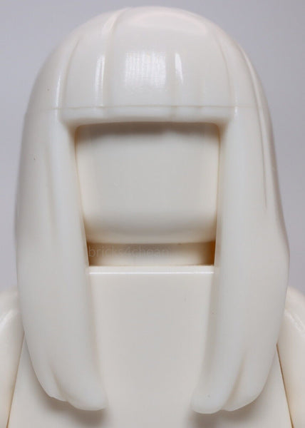Lego White Minifig Hair Female Long Straight with Bangs Hard Plastic