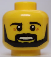 Lego Yellow Minifig Head Beard Black Angular Pupils Teeth Pattern