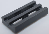 Lego 20x Dark Bluish Gray Tile Modified 1 x 2 Grille with Bottom Groove Lip