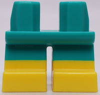 Lego Dark Turquoise Legs Short with Yellow Feet and Half Leg Pattern