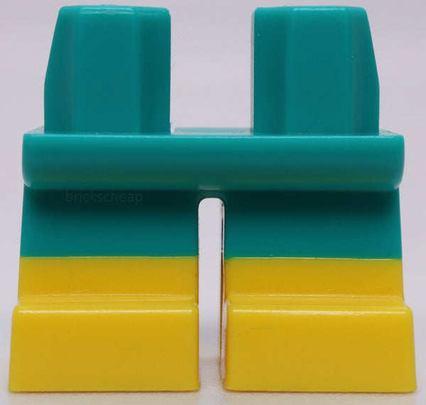 Lego Dark Turquoise Legs Short with Yellow Feet and Half Leg Pattern