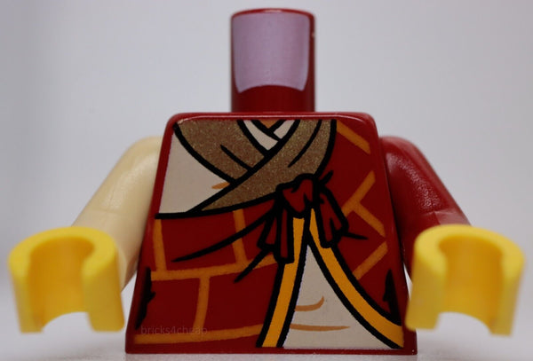 Lego Torso Robe Bright Light Orange Brick Lines Tan Robe with Gold Trim