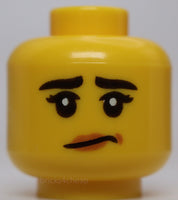 Lego Yellow Head Dual Sided Female Black Eyebrows Eyelashes Medium Nougat Lips