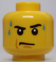 Lego Yellow Head Male Stern Black Eyebrows White Pupils Frown Sweat Drops Pat