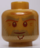 Lego Pearl Gold Head Eyebrows Beard Braided Ponytail Back Wrinkles