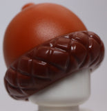 Lego Dark Orange Minifig Headgear Hat Acorn with Reddish Brown Cupule Pattern