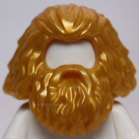 Lego Pearl Gold Minifig Hair Shaggy and Long with Beard