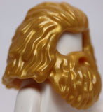 Lego Pearl Gold Minifig Hair Shaggy and Long with Beard