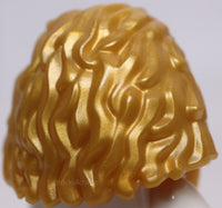 Lego Pearl Gold Minifig Hair Shaggy and Long with Beard