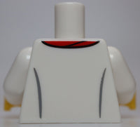 Lego White Minifig Torso Chef's Coat Red Stains Buttons