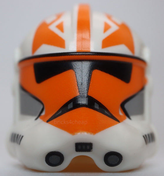 Lego White Minifig Helmet Clone Trooper Phase 2 with Holes Orange 332 Company
