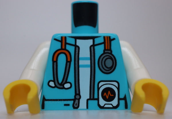 Lego Torso Open Jacket with Silver and Orange Stethoscope over White Shirt
