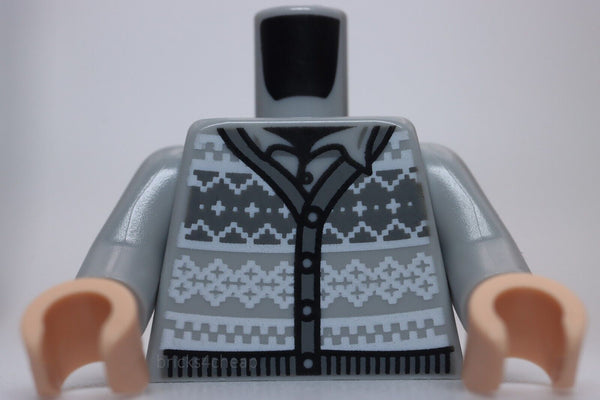 Lego Torso Knit Fair Isle Cardigan Sweater Hood Dark Bluish Gray Trim Knitting