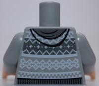 Lego Torso Knit Fair Isle Cardigan Sweater Hood Dark Bluish Gray Trim Knitting