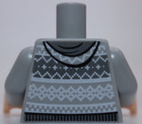 Lego Torso Knit Fair Isle Cardigan Sweater Hood Dark Bluish Gray Trim Knitting