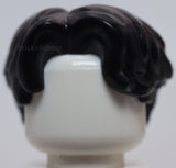 Lego Black Minifig Hair Short Wavy Parted on Right