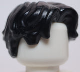 Lego Black Minifig Hair Short Wavy Parted on Right