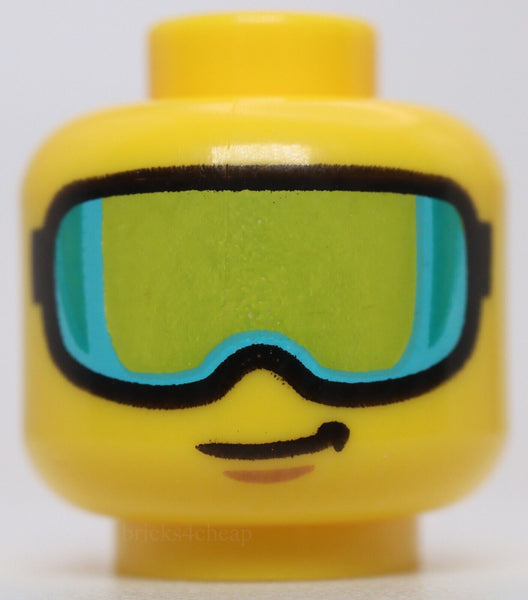 Lego Head Glasses with Lime Ski Goggles Dark Turquoise Medium Azure Highlights