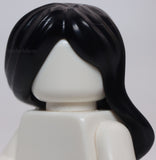 Lego Black Hair Female Long Parted on Side Swept Back over Forehead Hole on Top