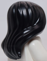 Lego Black Hair Female Long Parted on Side Swept Back over Forehead Hole on Top