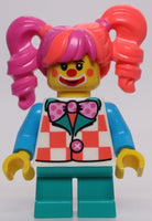 Lego Little Clown Girl Birthday Party Dark Pink Coral Hair