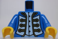 Lego Blue Torso Pirate Imperial Governor Coat White Panels Black Gold Buttons